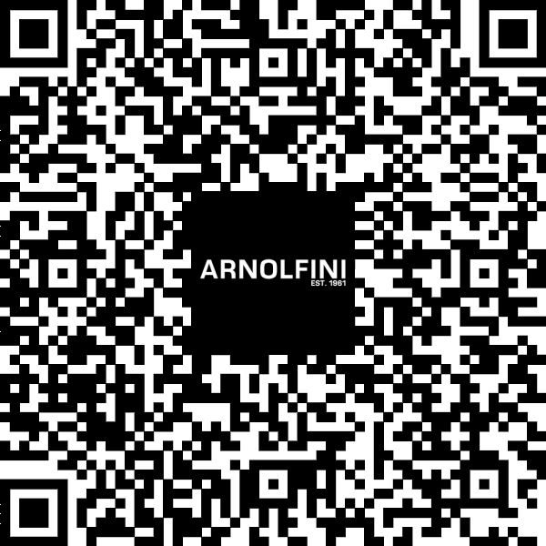 A QR code in black and white with the Arnolfini est. 1961 in the centre that links through to the QR Pay donations page.